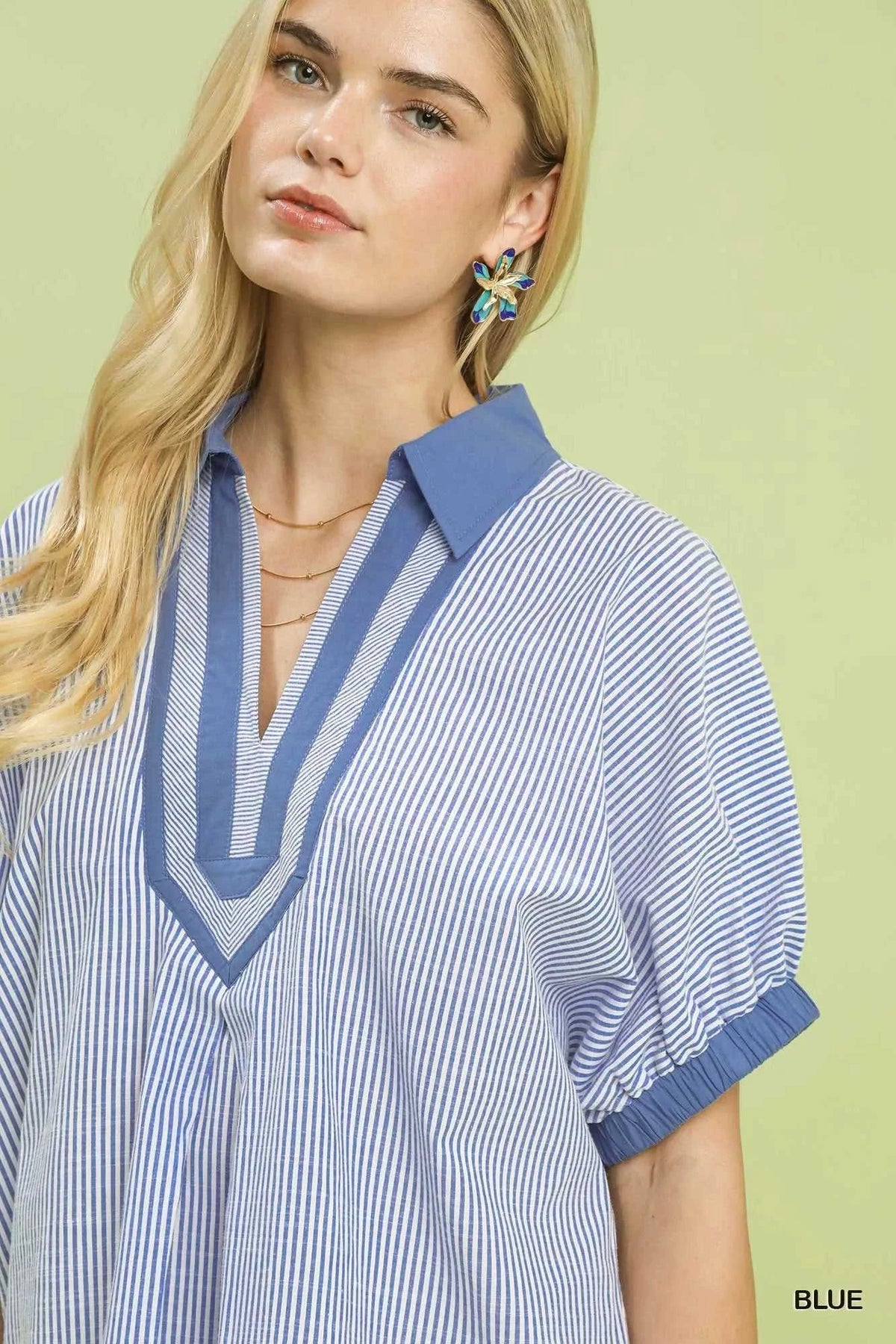 Umgee Contrast Trim Popover Stripe Top 100100248861142 47 Affordable Fashion Under $100 Jerry's Apparel 