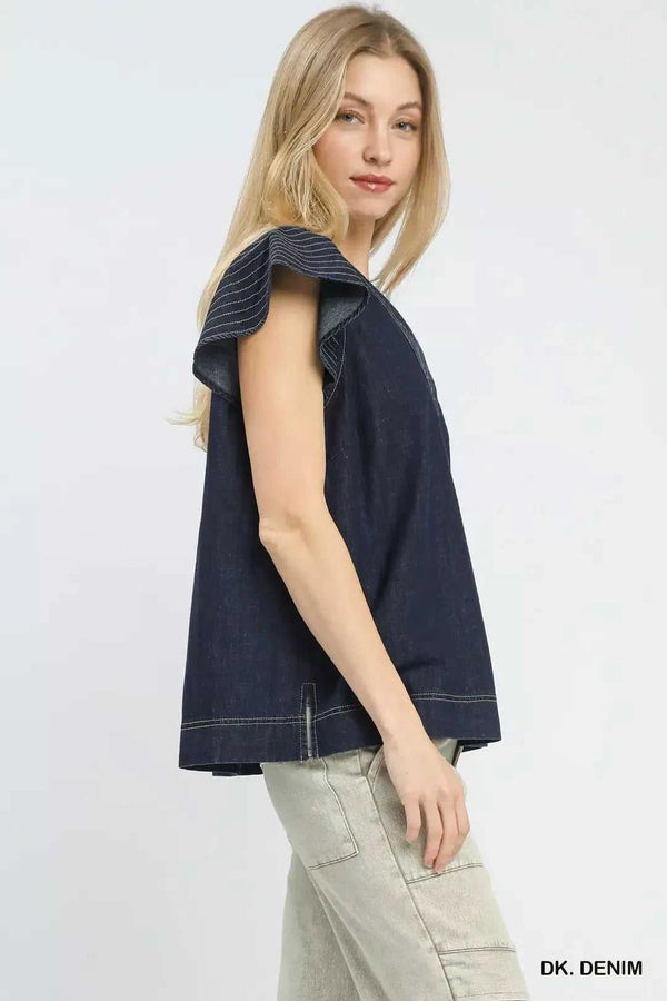 Umgee Cap Sleeve Denim Top 100100726521514 57 Affordable Fashion Under $100 Jerry's Apparel 