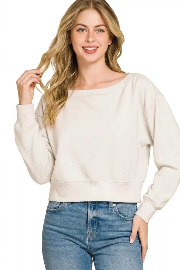 Zenana Scuba Cropped Boat Neck Pullover Sweatshirts 100100146721524 23 Affordable Fashion Under $100 Jerry's Apparel 