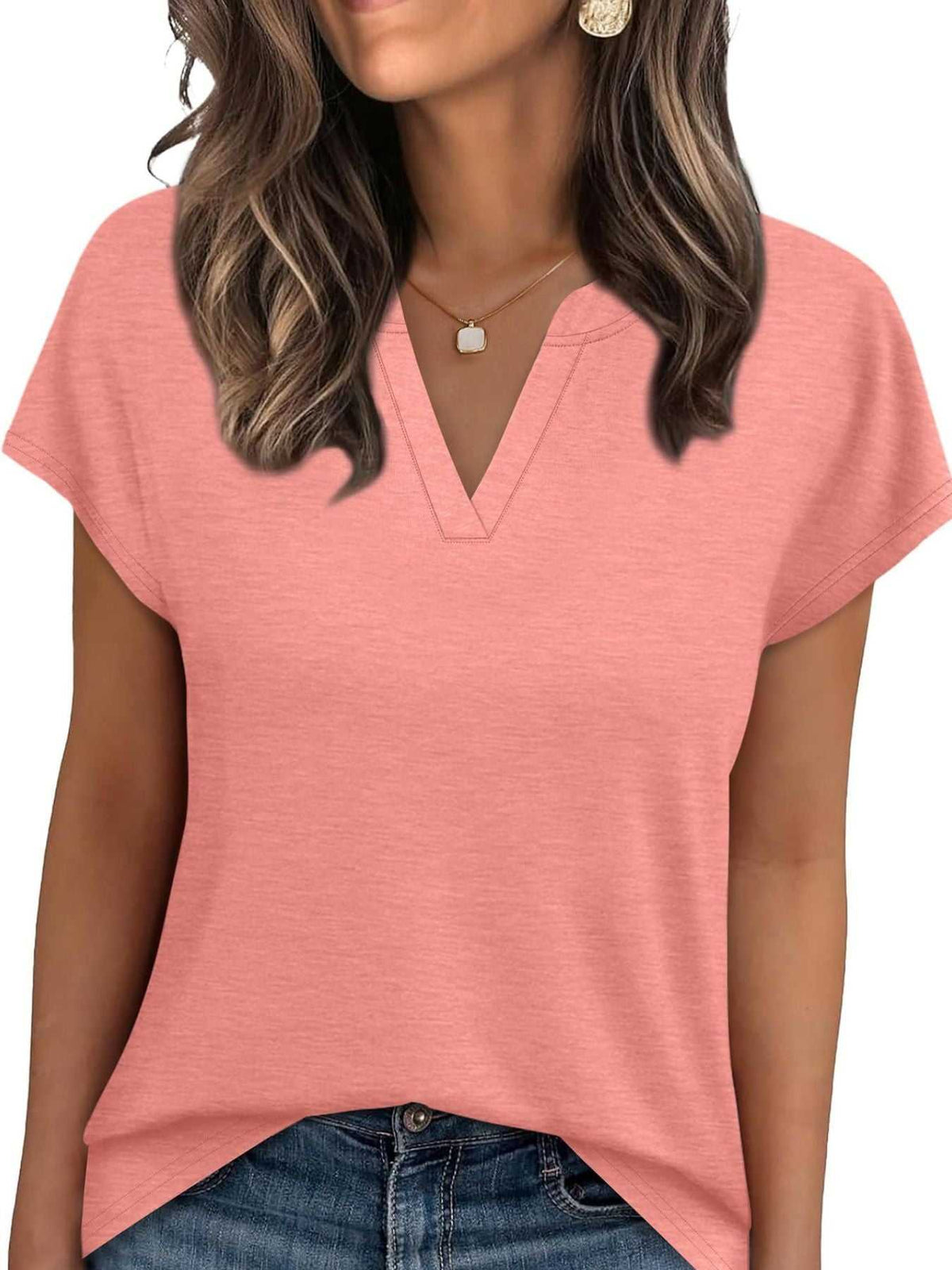 Notched Short Sleeve T-Shirt 100100058945563 25 Affordable Fashion Under $100 Jerry's Apparel 