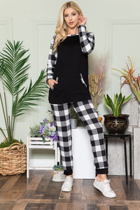 Plaid Long Sleeve T-Shirt with Pockets