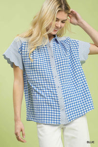 Umgee Mixed Gingham Short Sleeve Shirt 100100102661680 49 Affordable Fashion Under $100 Jerry's Apparel 