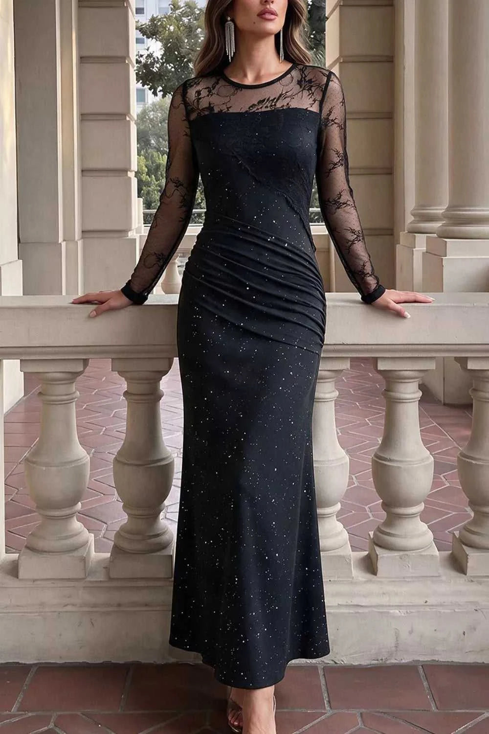 Glitter Mesh Long Sleeve Maxi Dress 101001398901391 37 Affordable Fashion Under $100 Jerry's Apparel 