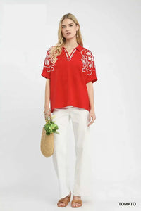 Umgee Floral Embroidered Sleeve Blouse 100100781391195 53 Affordable Fashion Under $100 Jerry's Apparel 
