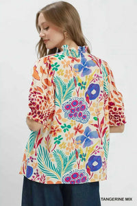 Umgee V-Neck Ruffle Trim Puff Sleeve Top 100100274951331 49 Affordable Fashion Under $100 Jerry's Apparel 