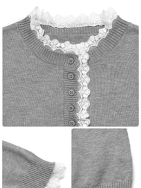 Lace Trim Button Detail Long Sleeve Knit Top 100100009540255 50 Affordable Fashion Under $100 Jerry's Apparel 