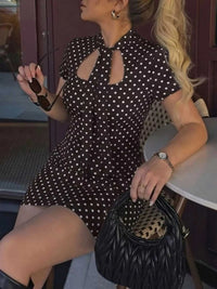 Polka Dot Cut-Out Front Mini Dress 100100763209154 25 Gifts for Her Jerry's Apparel 