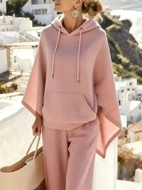 Hooded Poncho and Wide-Leg Pants Set 101001183094460 55 Women's Pants Set Gifts for Her Jerry's Apparel 