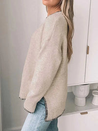 Perfee Round Neck Long Sleeve Sweater 100100049404525 45 Affordable Fashion Under $100 Jerry's Apparel 