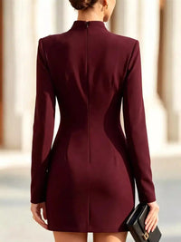 Mock Neck Long-Sleeve Bodycon Dress with Gold-Tone Button Detailing 101001571259490 49 Affordable Fashion Under $100 Jerry's Apparel 
