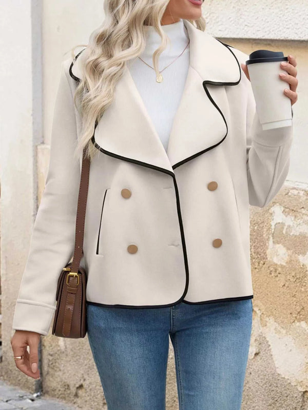 Contrast Trim Double-Breasted Jacket 100100852396016 79 Affordable Fashion Under $100 Jerry's Apparel 