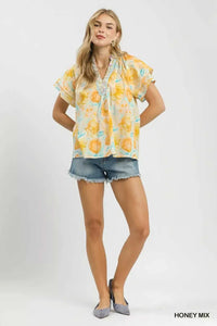 Umgee Mix Floral Print Blouse with Crochet Lace Trim 100100216521467 51 Affordable Fashion Under $100 Jerry's Apparel 