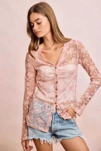 BiBi Bow Pattern Shrried V-neck Mesh Cardigan Top 100100638301325 44 Affordable Fashion Under $100 Jerry's Apparel 