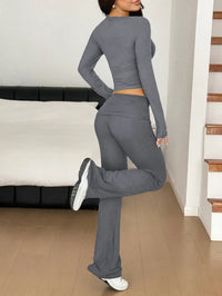 Long Sleeve Crop Top and Bootcut Pants Set 100100923609172 63 Affordable Fashion Under $100 Jerry's Apparel 