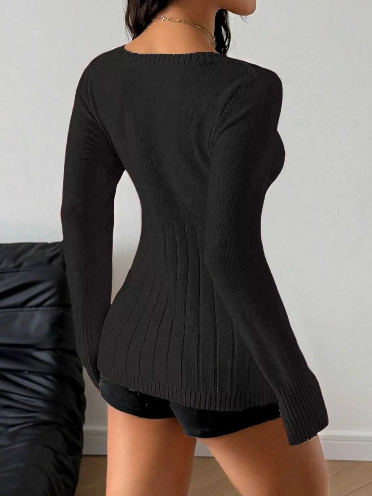 Cable Knit Button-Front Fitted Sweater 100100225010743 40 Affordable Fashion Under $100 Jerry's Apparel 