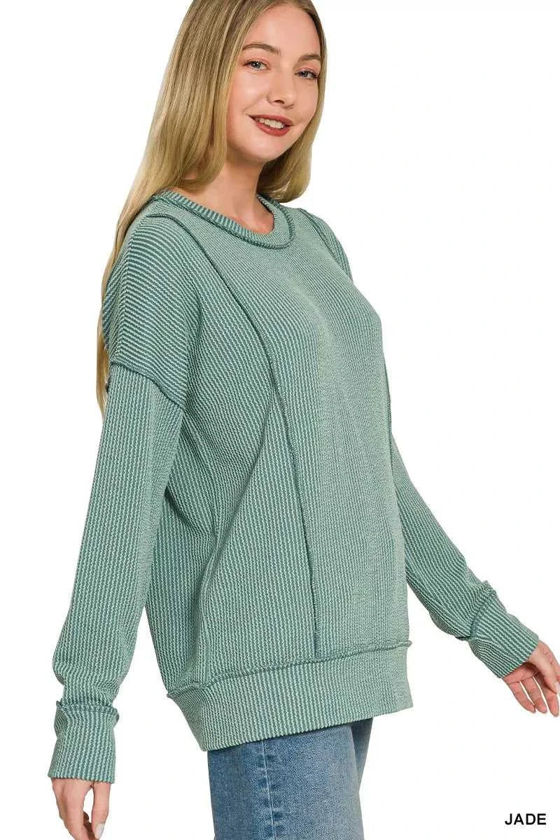 Zenana Corded Rib Long Sleeve Round Neck Top 100100803971355 23 Affordable Fashion Under $100 Jerry's Apparel 