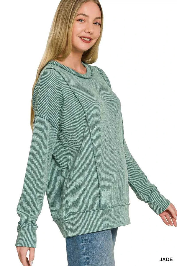 Zenana Corded Rib Long Sleeve Round Neck Top 100100803971355 23 Affordable Fashion Under $100 Jerry's Apparel 