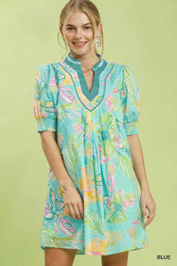 Umgee Botanical Print Dress with Smocked Cuffs 100100706751330 64 Affordable Fashion Under $100 Jerry's Apparel 
