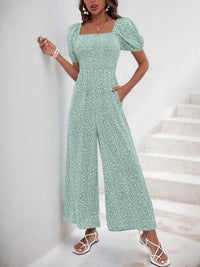 Printed Square Neck Puff Sleeve Jumpsuit 100100346581755 31 Affordable Fashion Under $100 Jerry's Apparel 