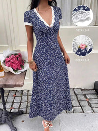 Floral Print Lace Trim Maxi Dress 100100543668093 36 Affordable Fashion Under $100 Jerry's Apparel 