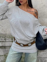 One Shoulder Long Sleeve Casual T-Shirt 101001071490634 47 Affordable Fashion Under $100 Jerry's Apparel 