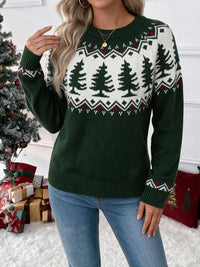 Christmas Tree Pattern Round Neck Sweater 101002229661667 54 Affordable Fashion Under $100 Jerry's Apparel 