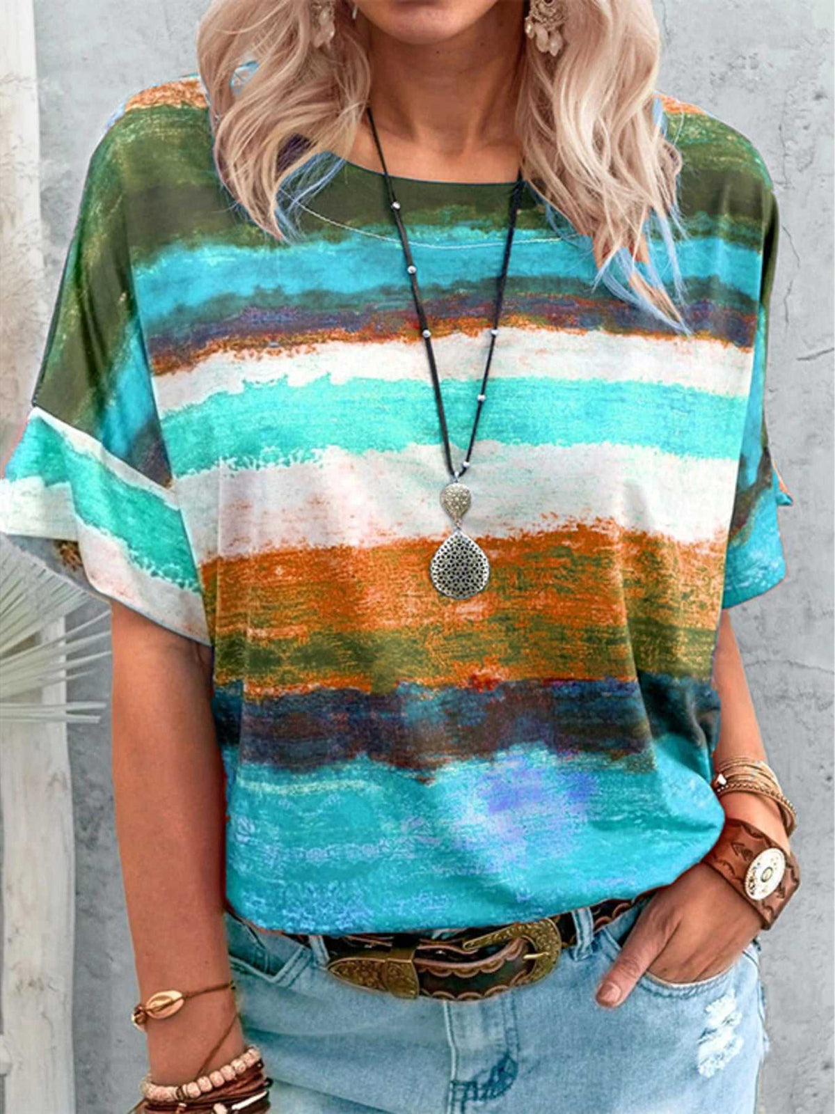 Contrast Round Neck Casual T-Shirt 100100706660927 23 Affordable Fashion Under $100 Jerry's Apparel 
