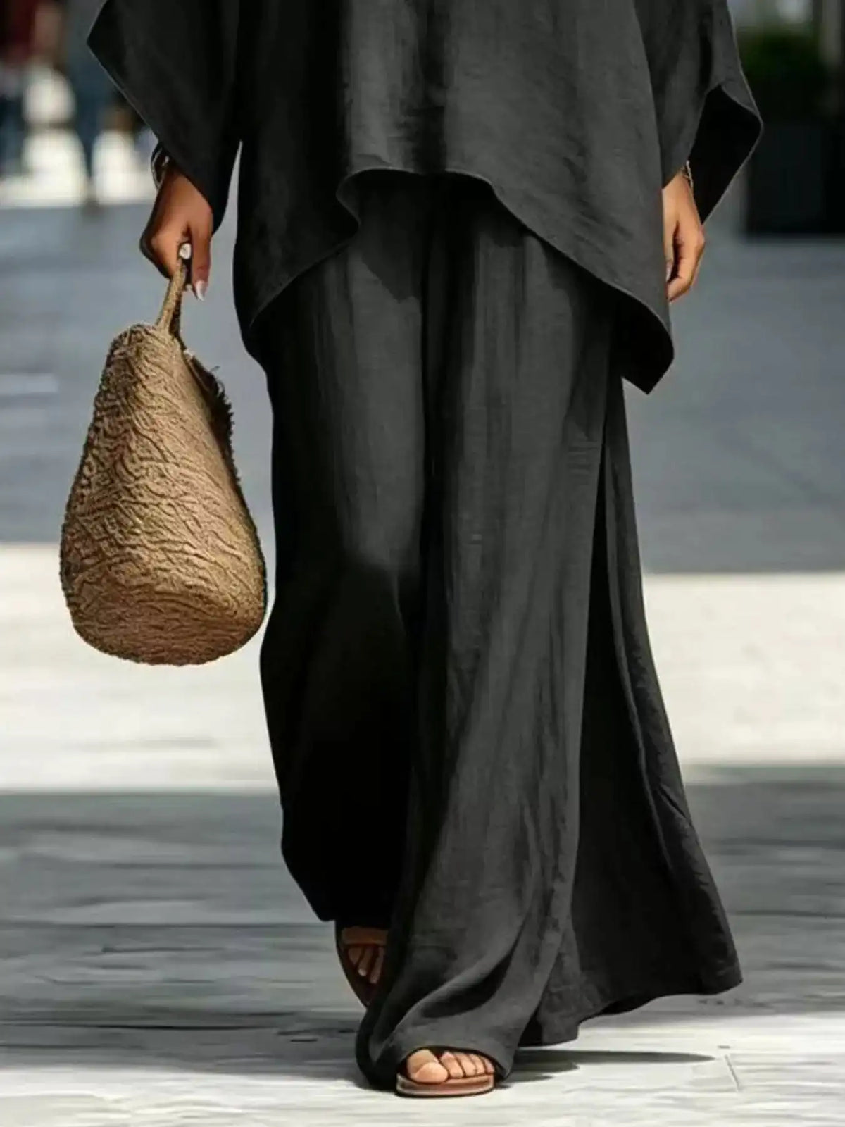 Full Size Batwing Sleeve Top and Wide-Leg Pants Set Plus Size 101001179587547 49 Affordable Fashion Under $100 Jerry's Apparel 