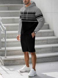 Men's Full Size Striped Hoodie & Shorts Casual Set Plus Size 100400695113580 41 Affordable Fashion Under $100 Jerry's Apparel 