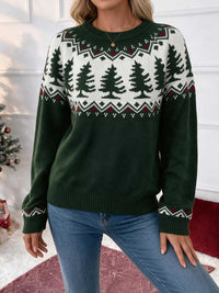 Christmas Tree Pattern Round Neck Sweater 101002229661667 54 Affordable Fashion Under $100 Jerry's Apparel 