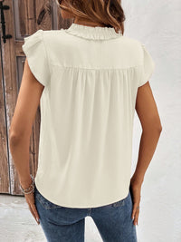 Notched Cap Sleeve Blouse