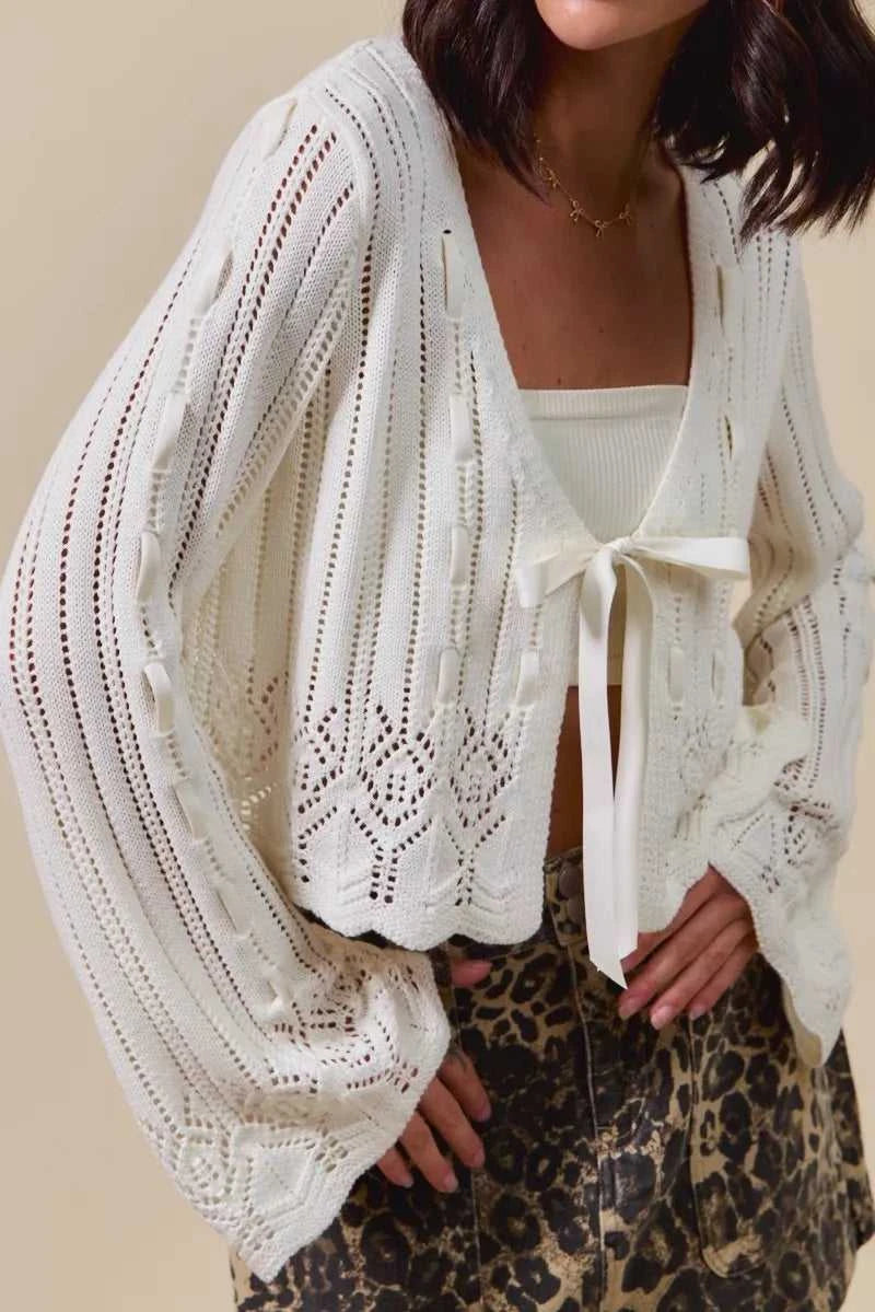 SO ME Textured Sweater Open Front Ribbon Tie Cardigan 100100935481872 53 Affordable Fashion Under $100 Jerry's Apparel 