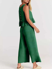 Full Size Ruffled Hem Sleeveless Top and Wide-Leg Pants Set Plus Size 100100048319818 31 Affordable Fashion Under $100 Jerry's Apparel 