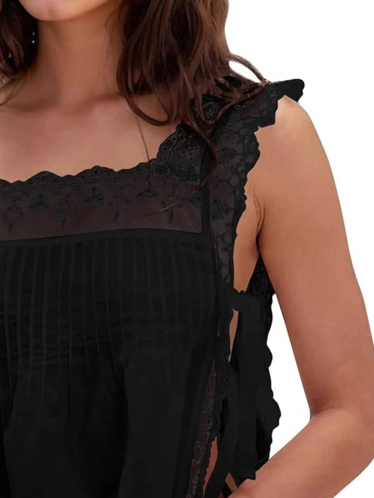 Lace-Trimmed Eyelet Square Neck Top 100100853981387 43 Affordable Fashion Under $100 Jerry's Apparel 