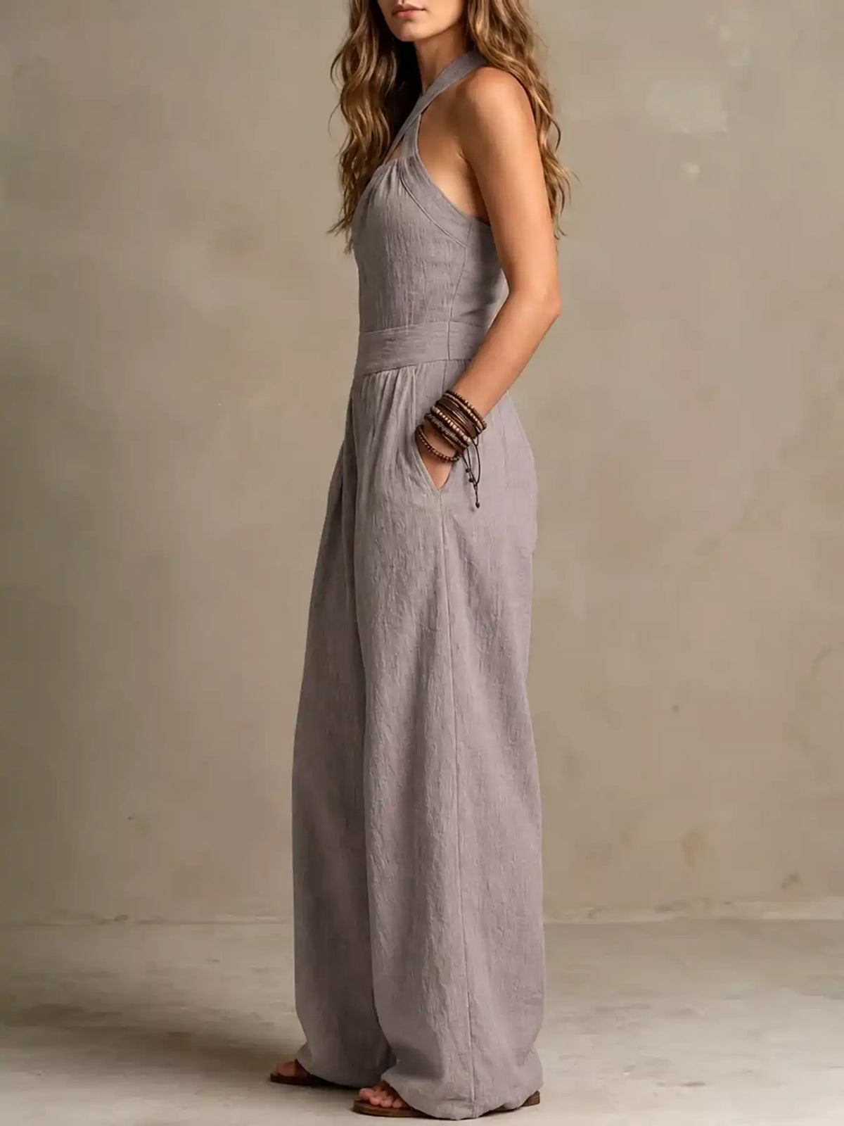 Full Size Halter Neck Wide-Leg Jumpsuit Plus Size 101001857800379 54 Affordable Fashion Under $100 Jerry's Apparel 