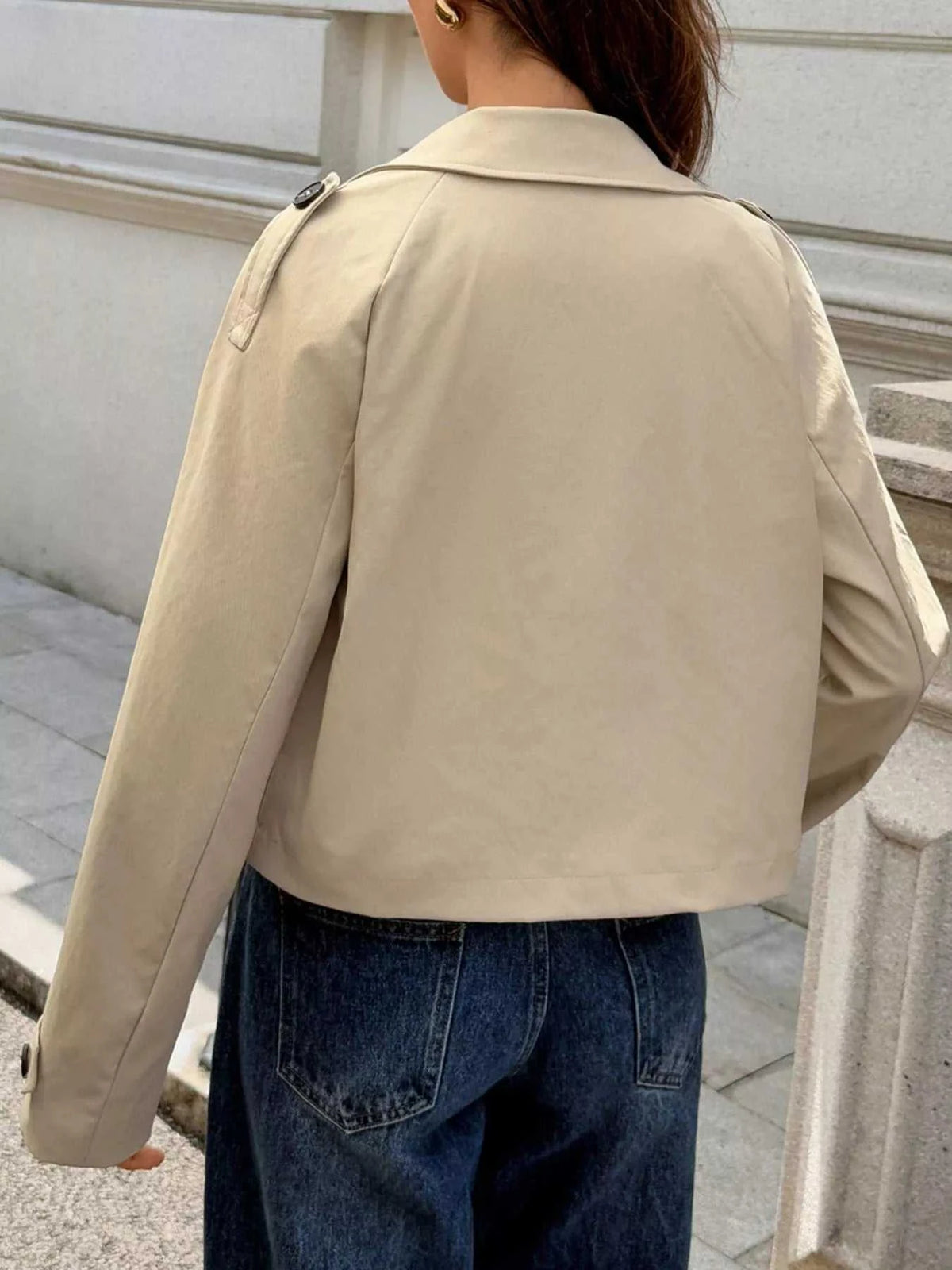 Cropped Double-Breasted Raglan Sleeve Jacket 100100006665761 88 Seasonal Fashion Collections Jerry's Apparel 