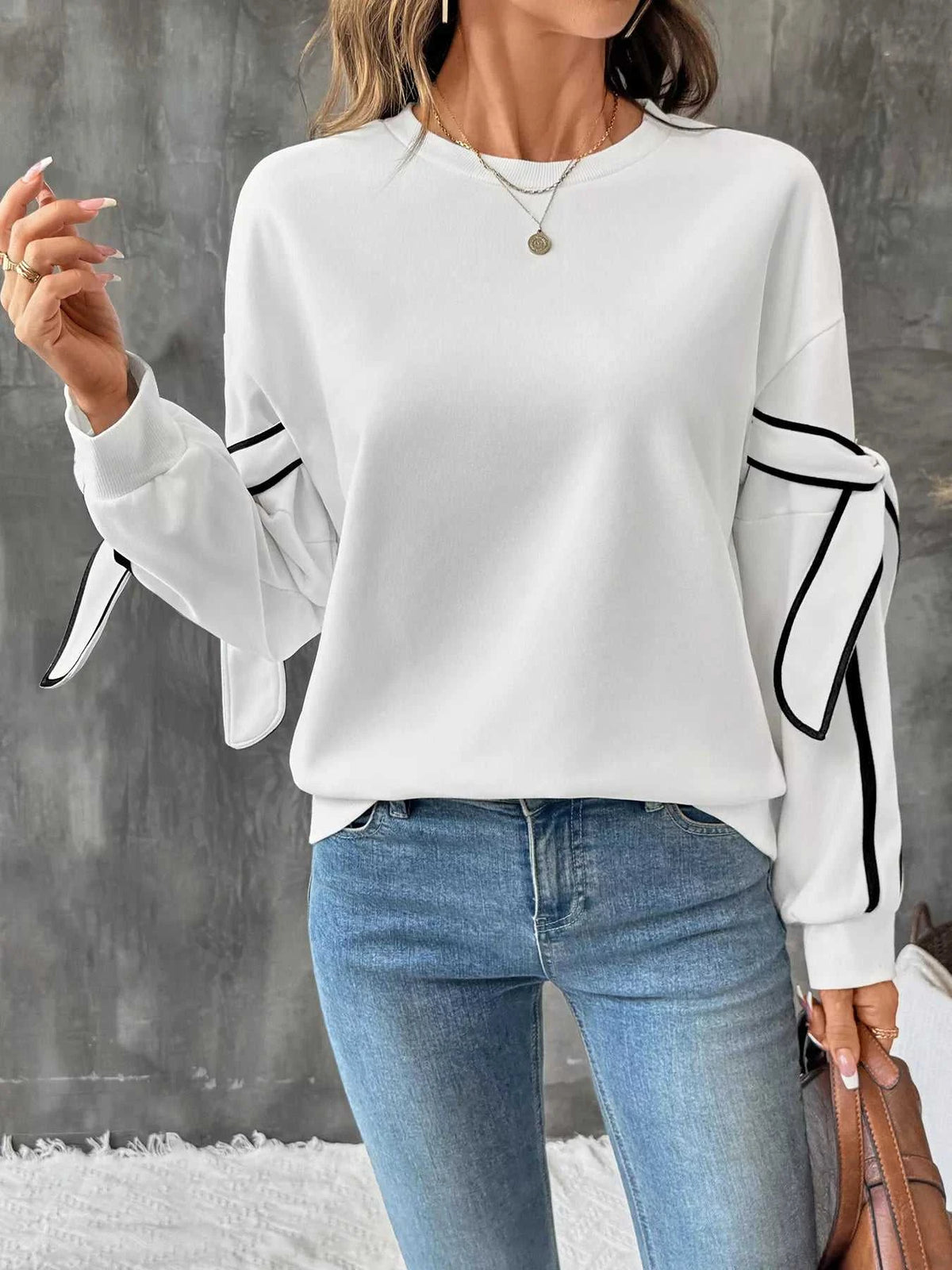 Side Striped Round Neck Sweatshirt 100100851404518 37 Affordable Fashion Under $100 Jerry's Apparel 
