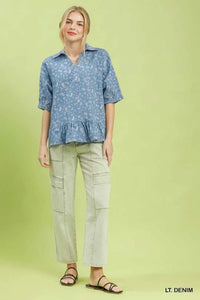 Umgee Paisley Print Chambray Top 100100431981681 57 Affordable Fashion Under $100 Jerry's Apparel 