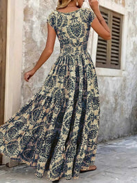 Full Size Printed V-Neck Tiered Maxi Dress Plus Size 100100096069770 30 Affordable Fashion Under $100 Jerry's Apparel 