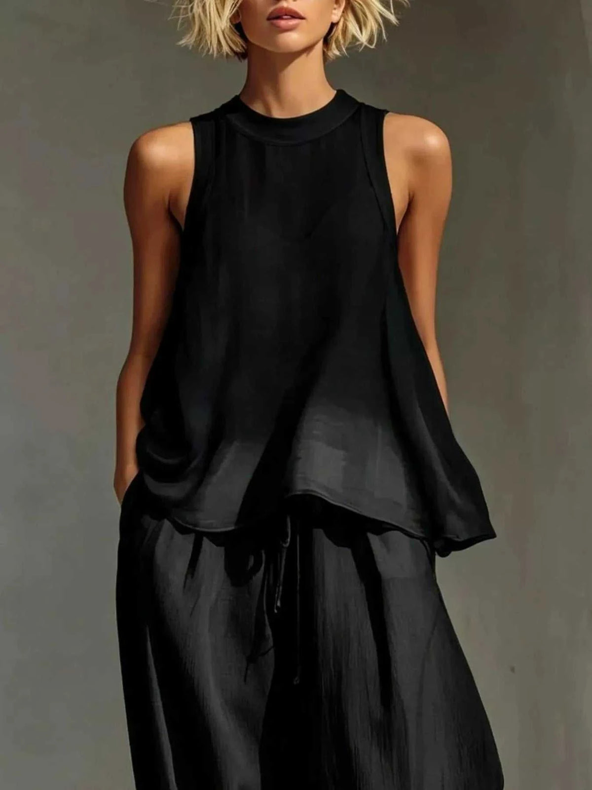 Full Size Sheer Sleeveless Top and Wide-Leg Pants Set Plus Size 101001098258416 52 Affordable Fashion Under $100 Jerry's Apparel 