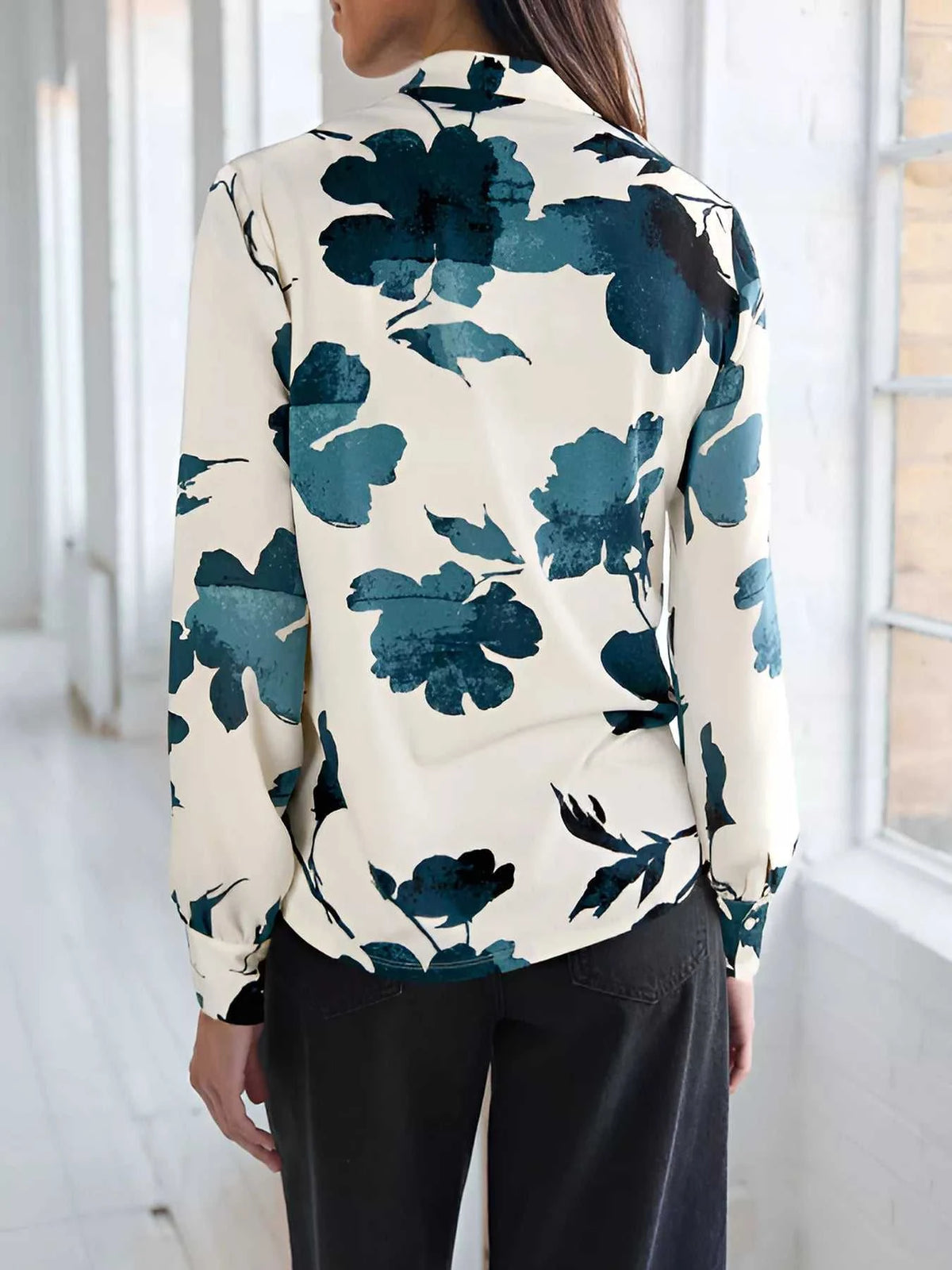 Printed V-Neck Long Sleeve Blouse 100100740911110 33 Affordable Fashion Under $100 Jerry's Apparel 