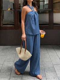 Halter Neck Top and Wide-Leg Pants Set 100100007618224 46 Affordable Fashion Under $100 Jerry's Apparel 