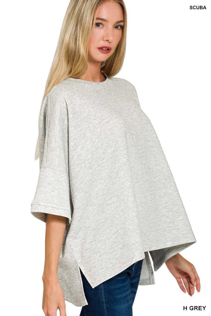 Zenana Scuba Round Neck Top with Side Slits 100100560831981 25 Affordable Fashion Under $100 Jerry's Apparel 