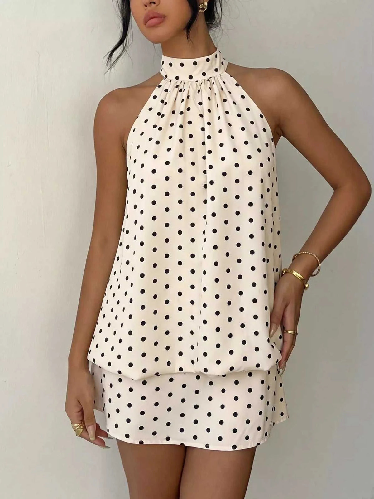 Polka Dot Halter Neck Mini Dress 100100230161229 32 Affordable Fashion Under $100 Jerry's Apparel 