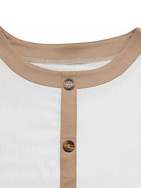 Decor Button Round Neck Short Sleeve Blouse 100100012421763 27 Affordable Fashion Under $100 Jerry's Apparel 