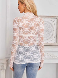 Mock Neck Long Sleeve Lace Sheer Top 100100861526419 16 Affordable Fashion Under $100 Jerry's Apparel 