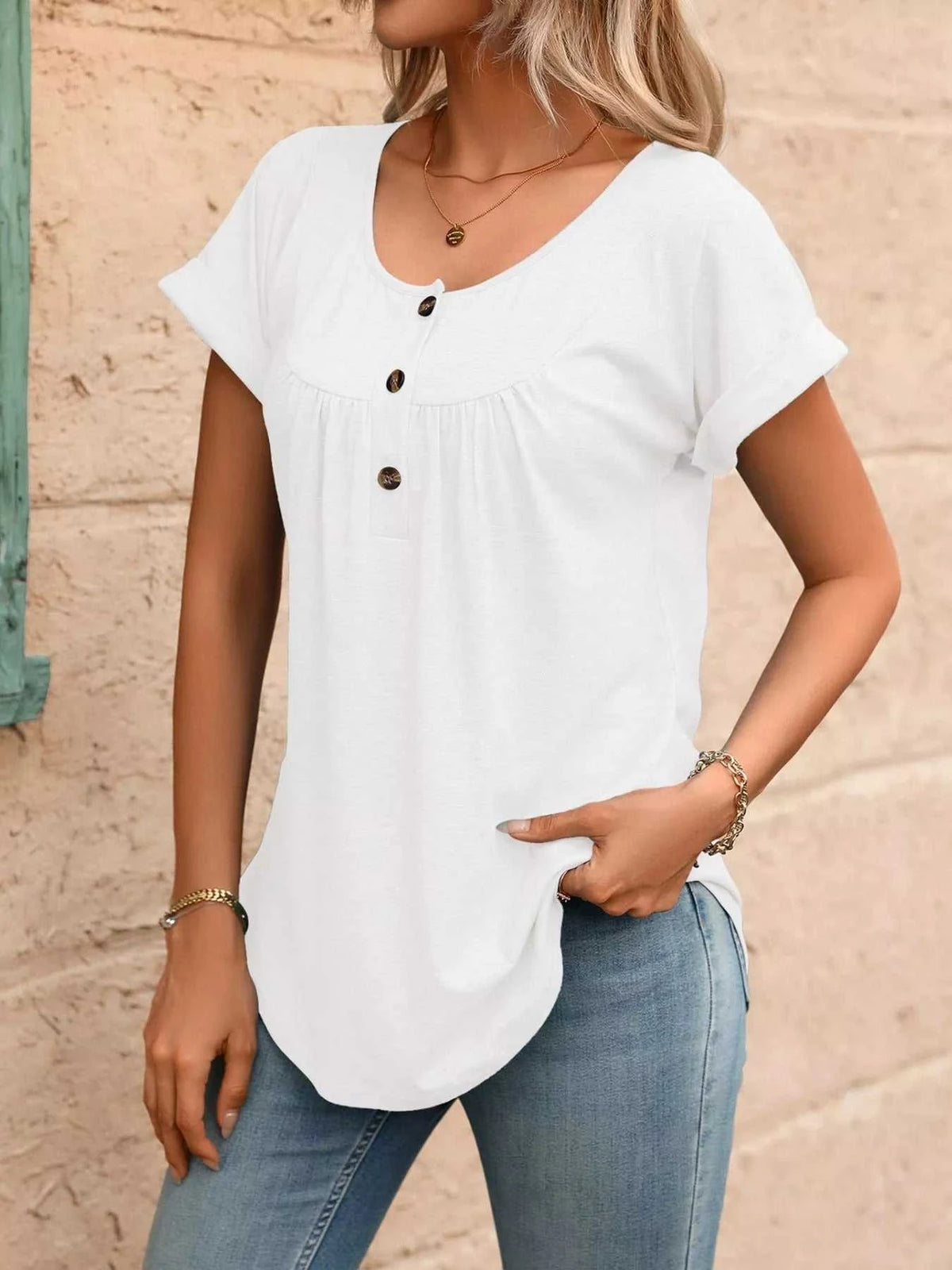 Casual Button Detail Henley T-Shirt 100100202602054 28 Affordable Fashion Under $100 Jerry's Apparel 