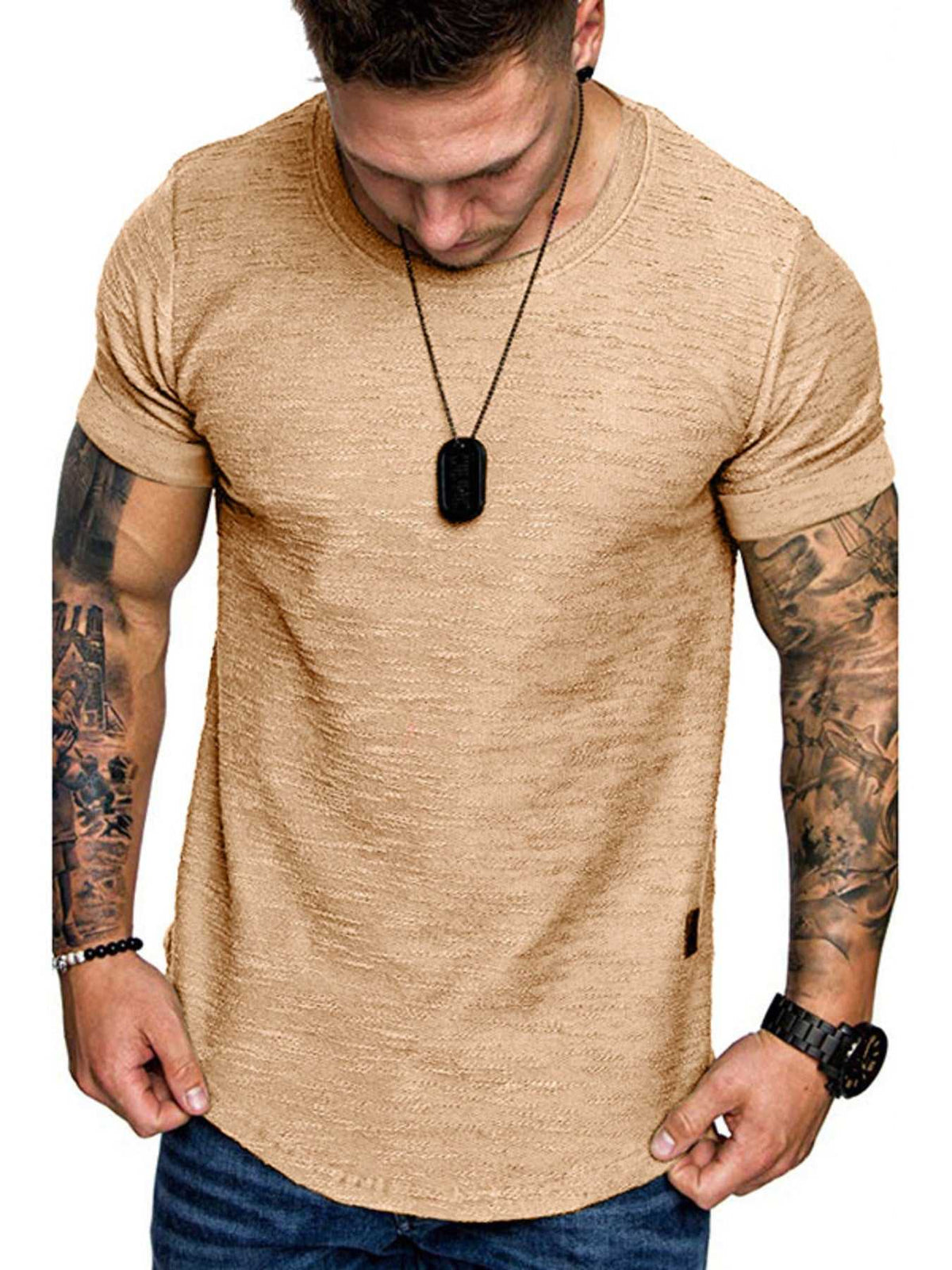 Men's Round Neck Slim Fit Casual T-Shirt 100400972198169 27 Affordable Fashion Under $100 Jerry's Apparel 