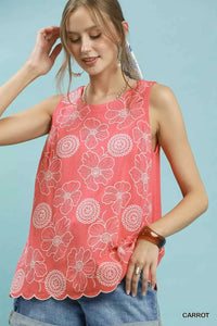 Umgee Floral Embroidered Sleeveless Top 100100699801175 60 Affordable Fashion Under $100 Jerry's Apparel 