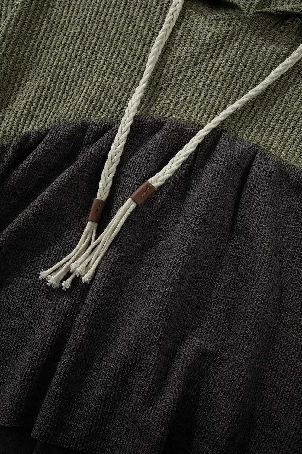 Color Block Waffle Knit Raw Hem Hoodie 100100959651354 43 Affordable Fashion Under $100 Jerry's Apparel 